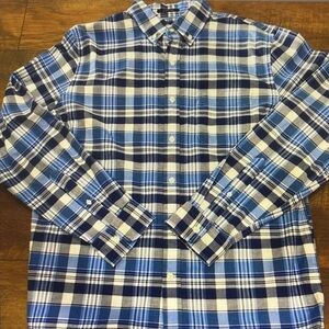 Blue and White Plaid Men's Shirt